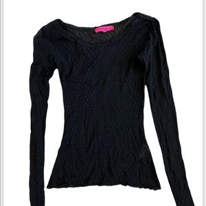 Betsey Johnson Black Sheer dot long sleeve shirt